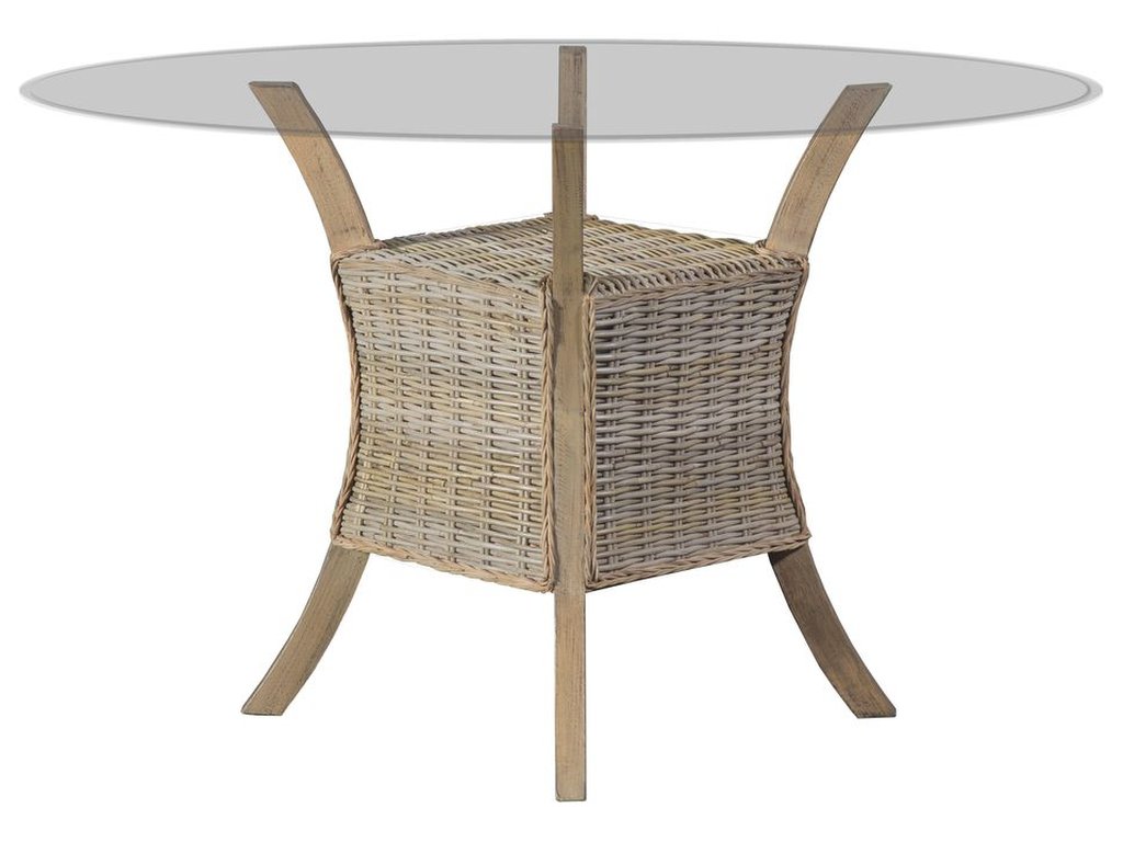 42inch SQ Round PE Glass Dining Table in Grey Wash