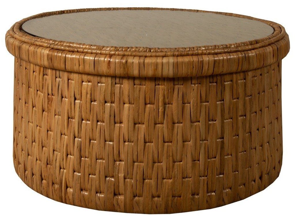 Cocktail Table with Glass in Water Hyacinth