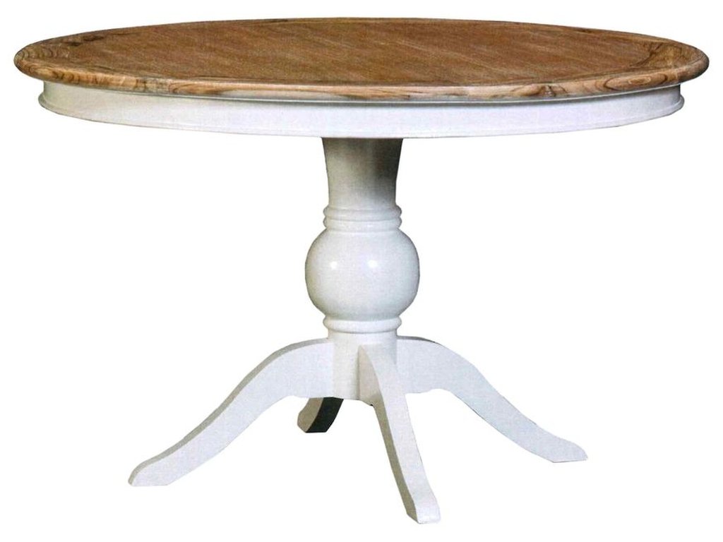 Round Pedestal Dining Table in White Teak
