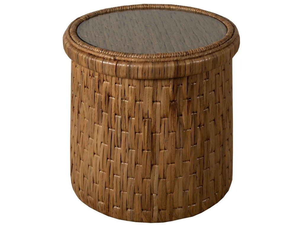Lamp Table with Glass in Water Hyacinth