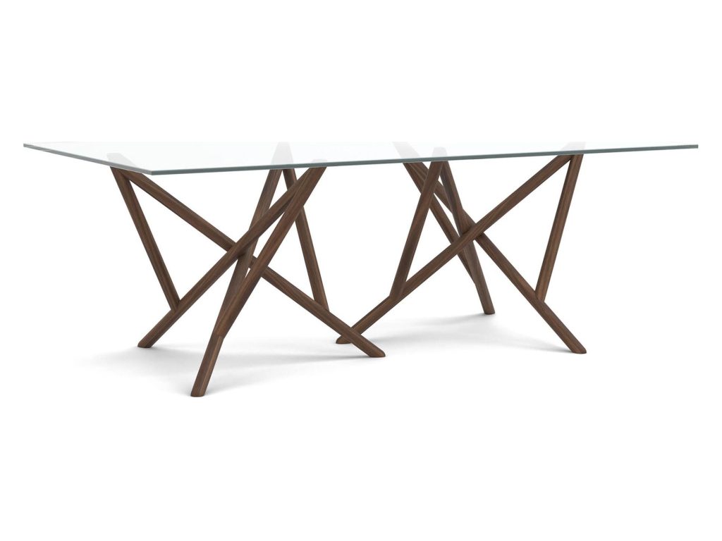 Copeland Furniture Baton Double Pedestal Glass Top Table