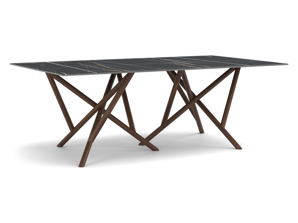 Copeland Furniture Baton Double Pedestal Rectangular Sintered Stone Top Table