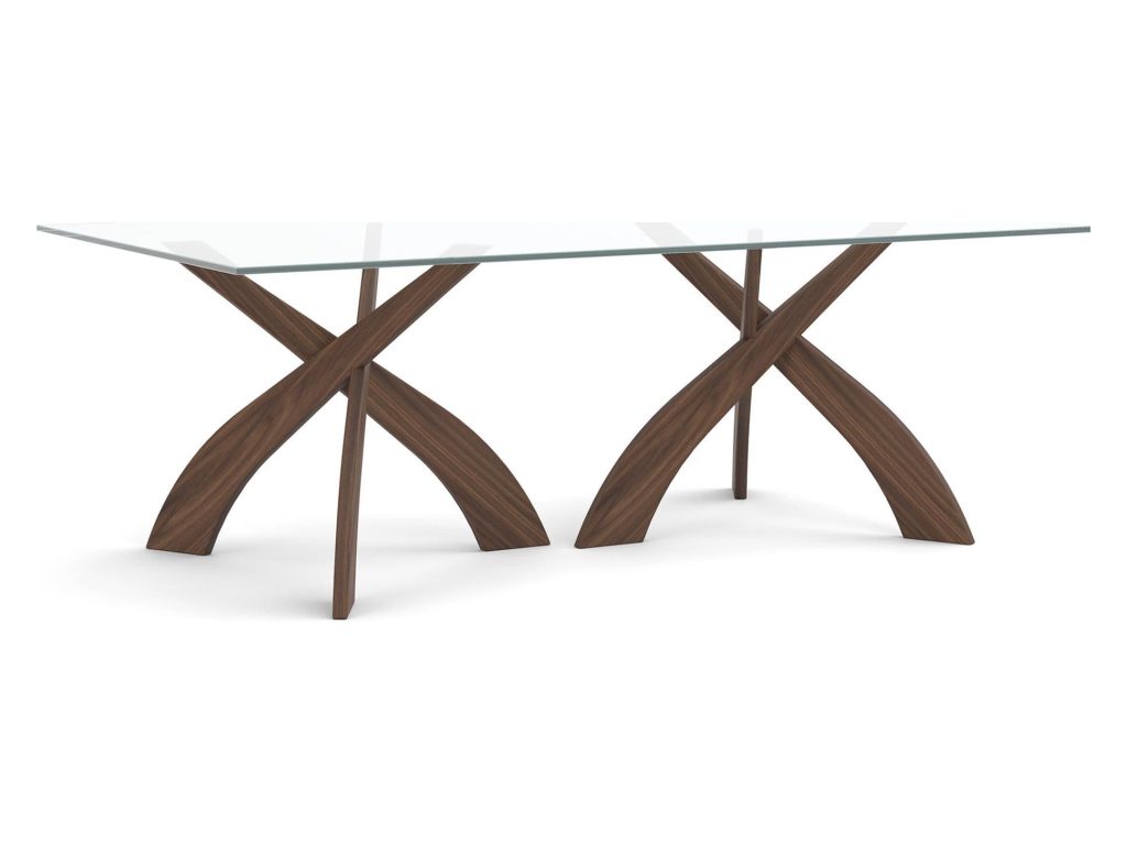 Copeland Furniture Entwine Double Pedestal Glass Top Table