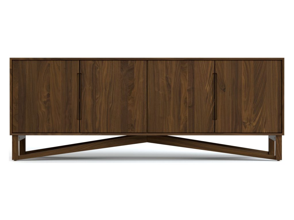 Copeland Furniture Exeter 66” Wide, Low Height 4 Door Storage Console Console Table