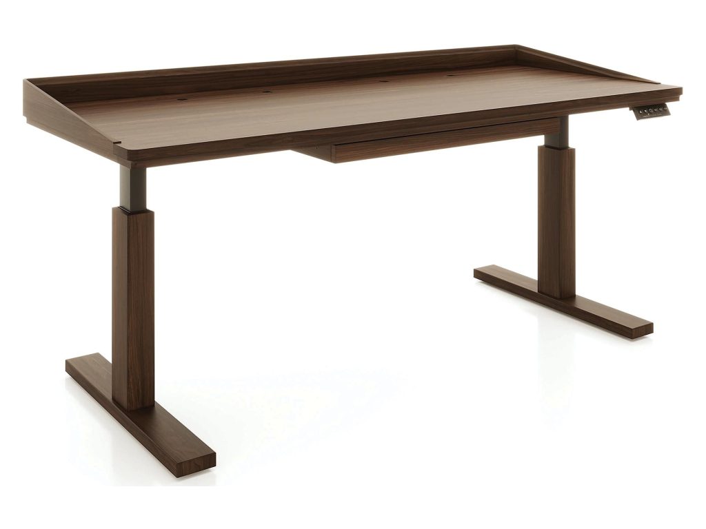 Copeland Furniture Odin 30″ x 72″ Sit-Stand Desk with Pencil Drawer and Wood Legs