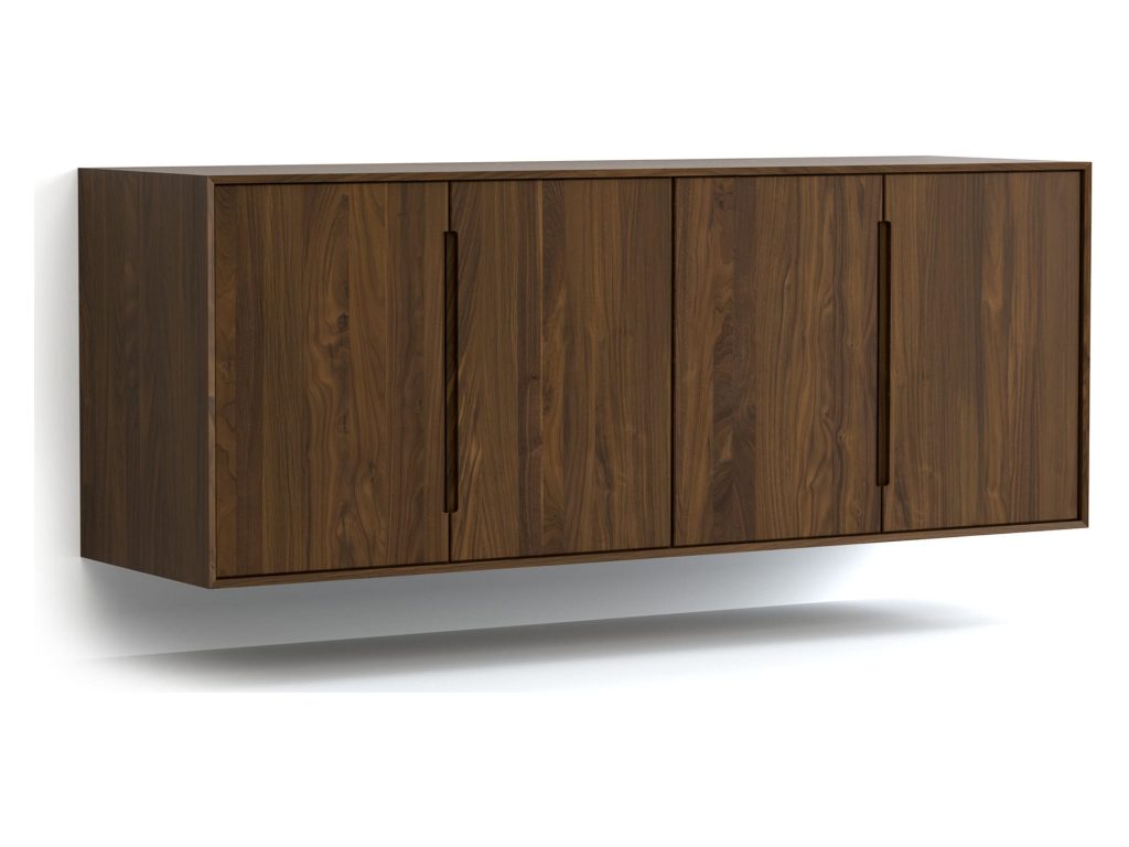 Copeland Furniture Wall Mounted 66” Wide, High Height 4 Door Storage Console Console Table
