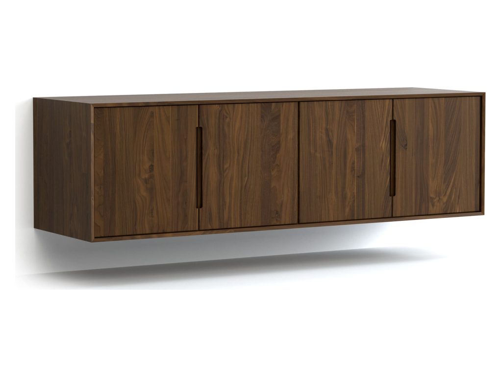 Copeland Furniture Wall Mounted 66” Wide, Low Height 4 Door Storage Console Console Table
