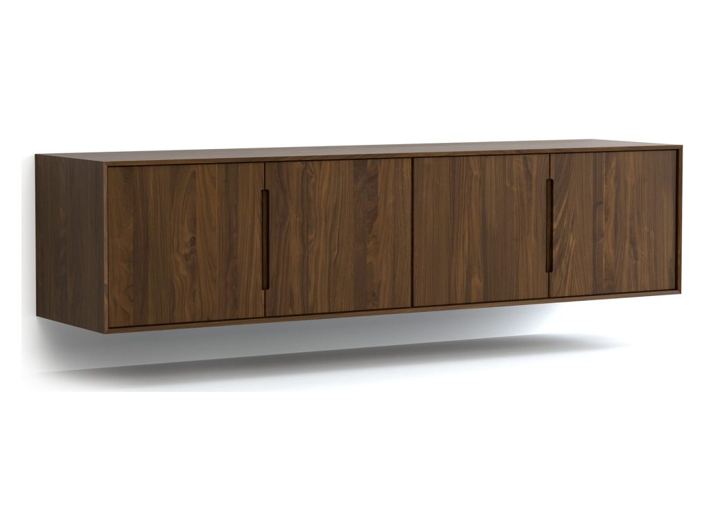 Copeland Furniture Wall Mounted 79” Wide, Low Height 4 Door Storage Console Console Table
