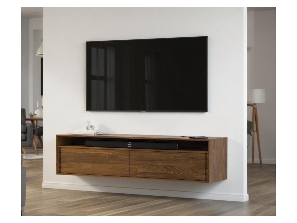 Copeland Furniture Wall Mounted 79” Wide, Low Height 2 Door Media Cabinet, alternate view