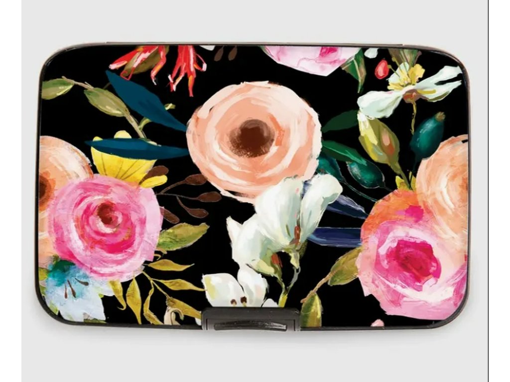 Floral on Black Armored Wallet