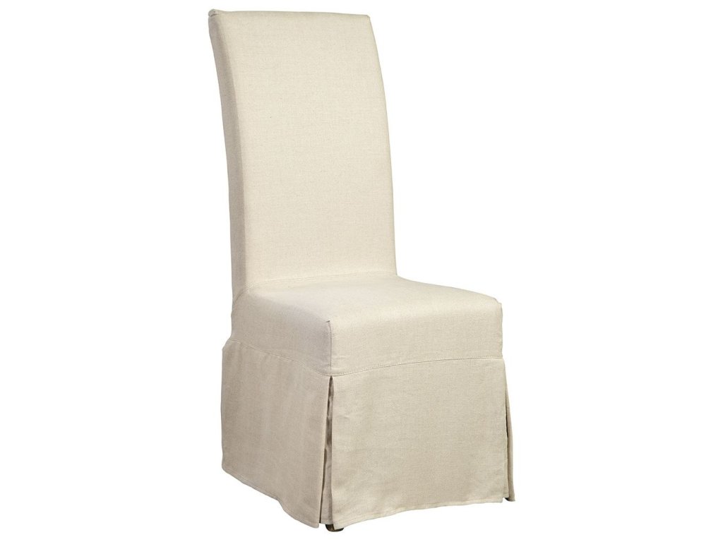 Furniture Classics Linen Floor Length Slip Covered Parsons Chair