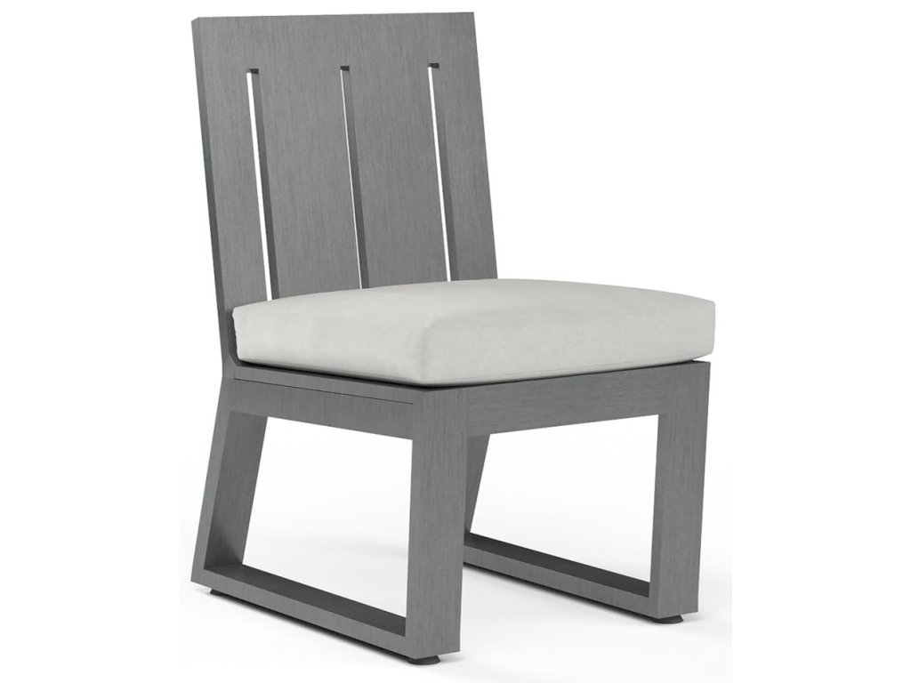 Redondo Armless Dining Chair in Cast Silver, No Welt