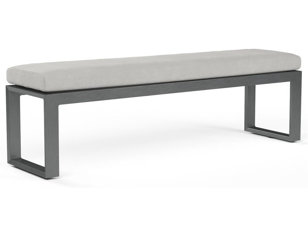 Redondo Dining Bench in Cast Silver, No Welt