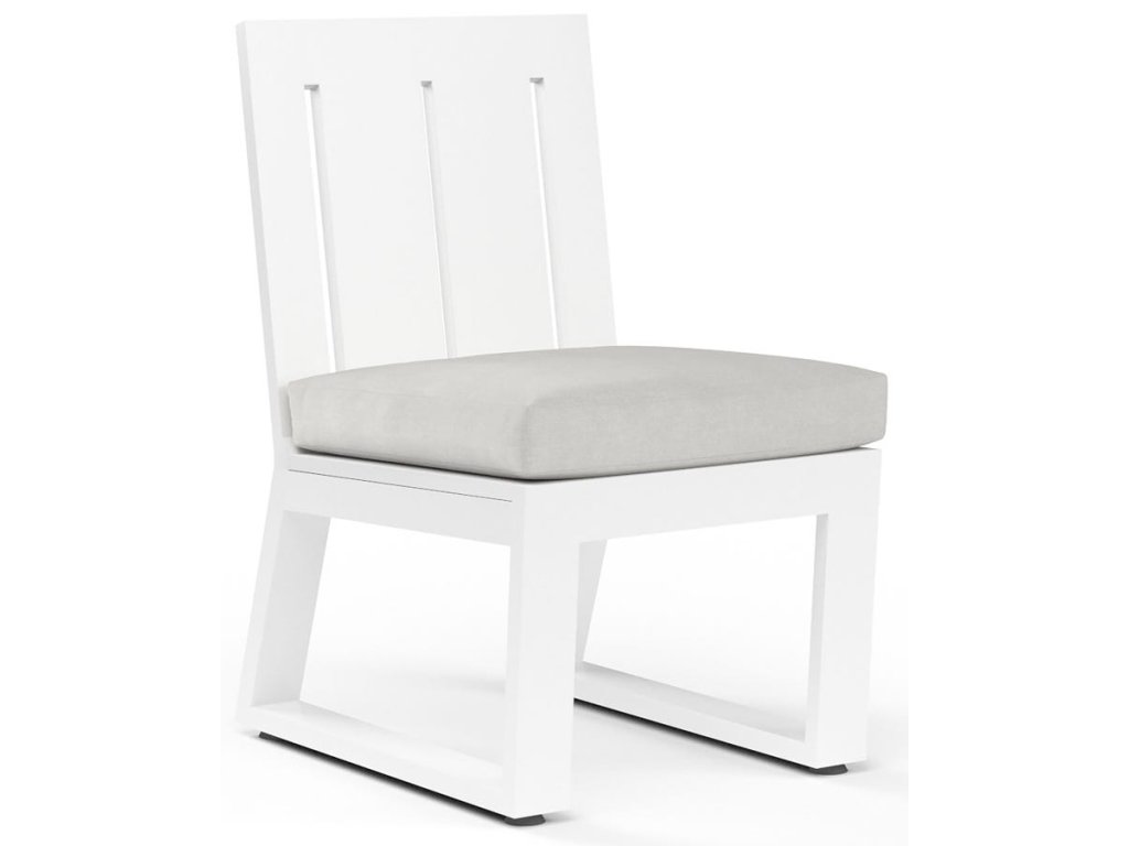 Newport Armless Dining Chair in Cast Silver, No Welt