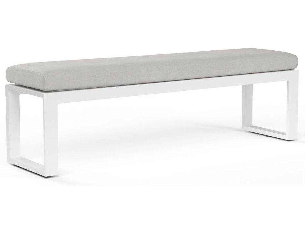 Newport Dining Bench in Cast Silver, No Welt