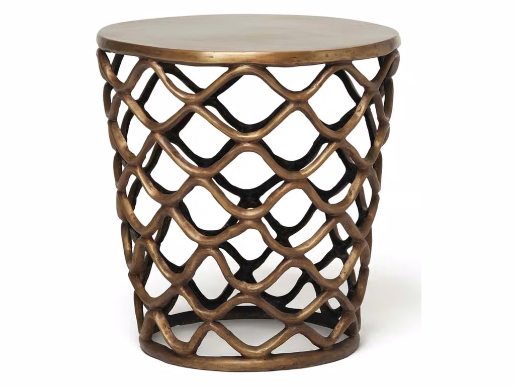 Lattice Accent Table - Antique Brass