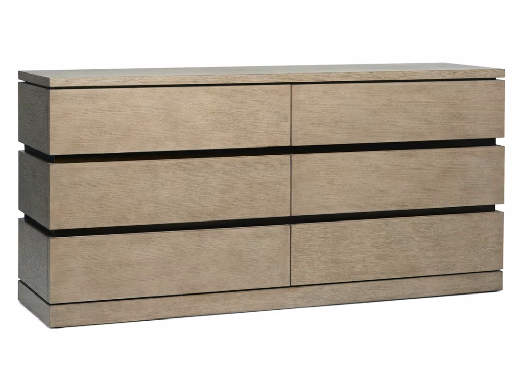 Bolton 6 Drawer Chest - Washed taupe