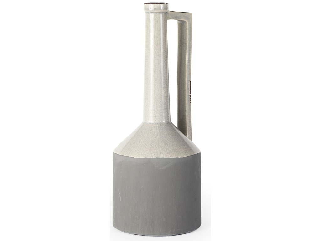 16.7H Large Two Tone Gray Ceramic Jug Vase