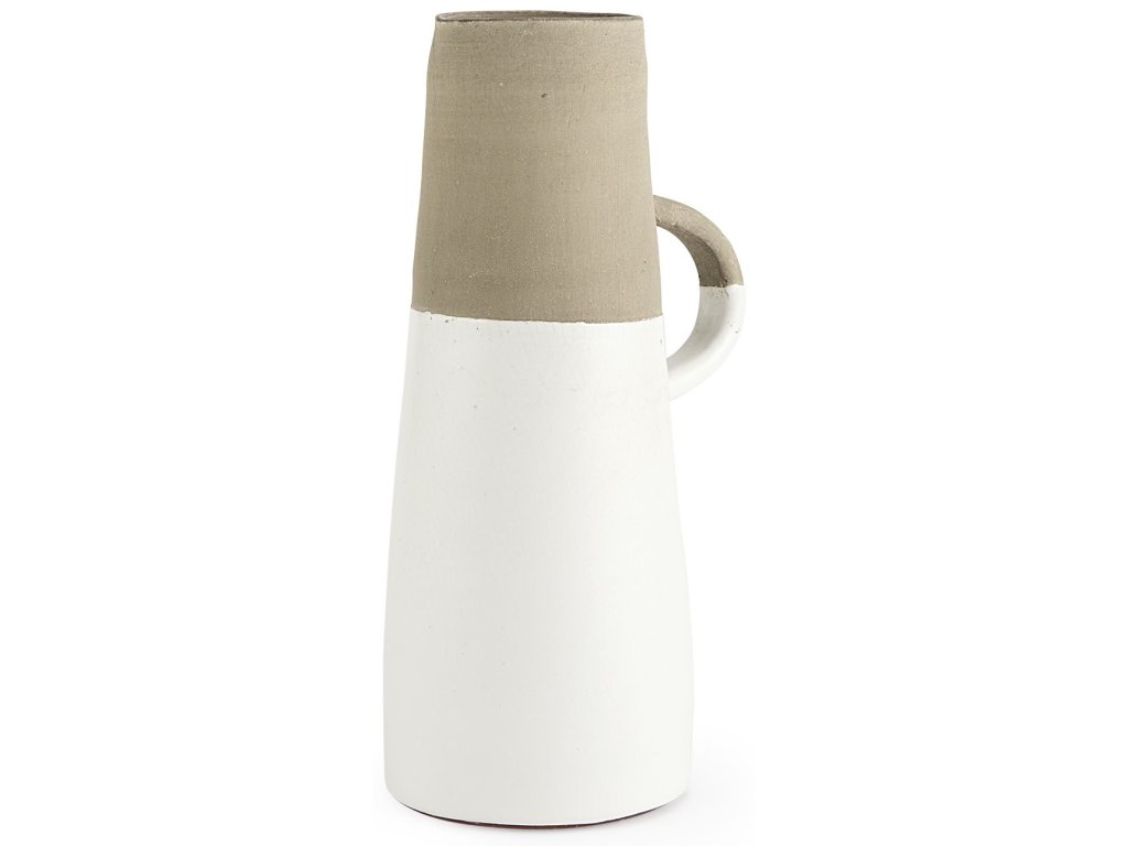 Medium 15H Two-Toned White Natural Ceramic Jug