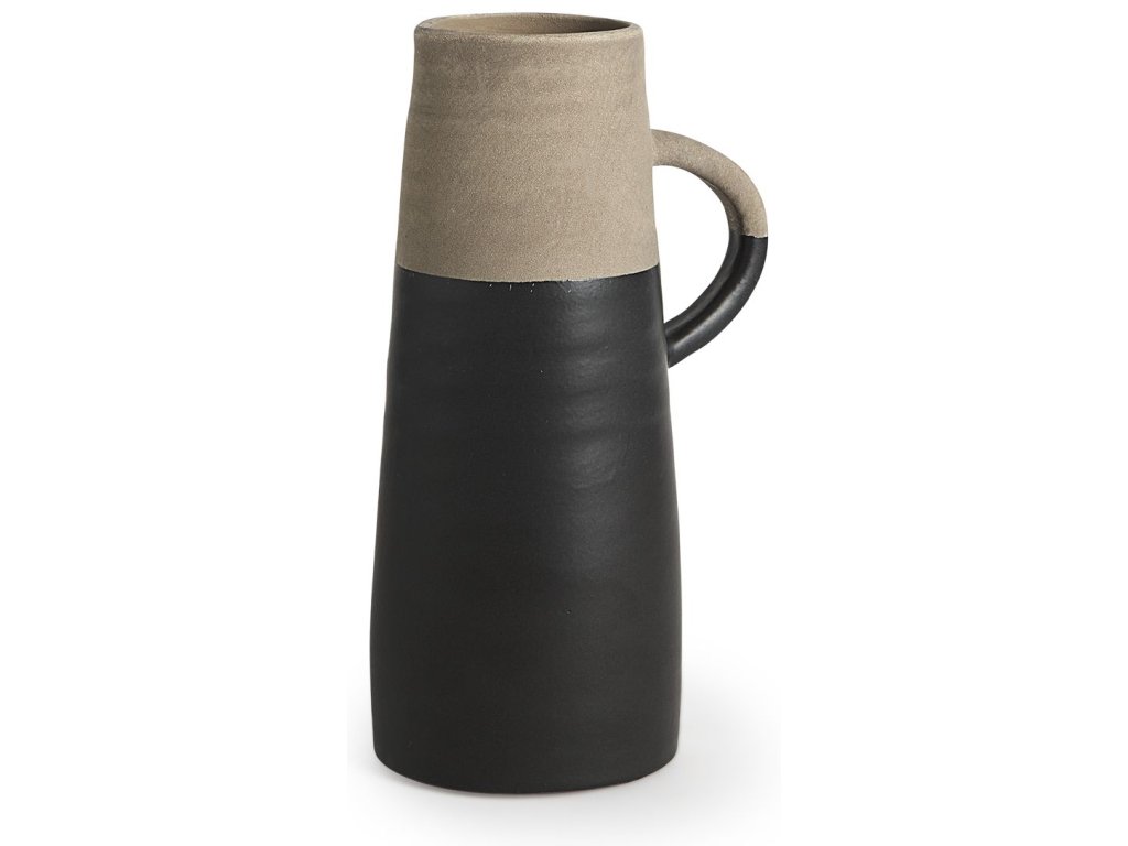 Small 13H Two-Toned Black/Natural Ceramic Jug