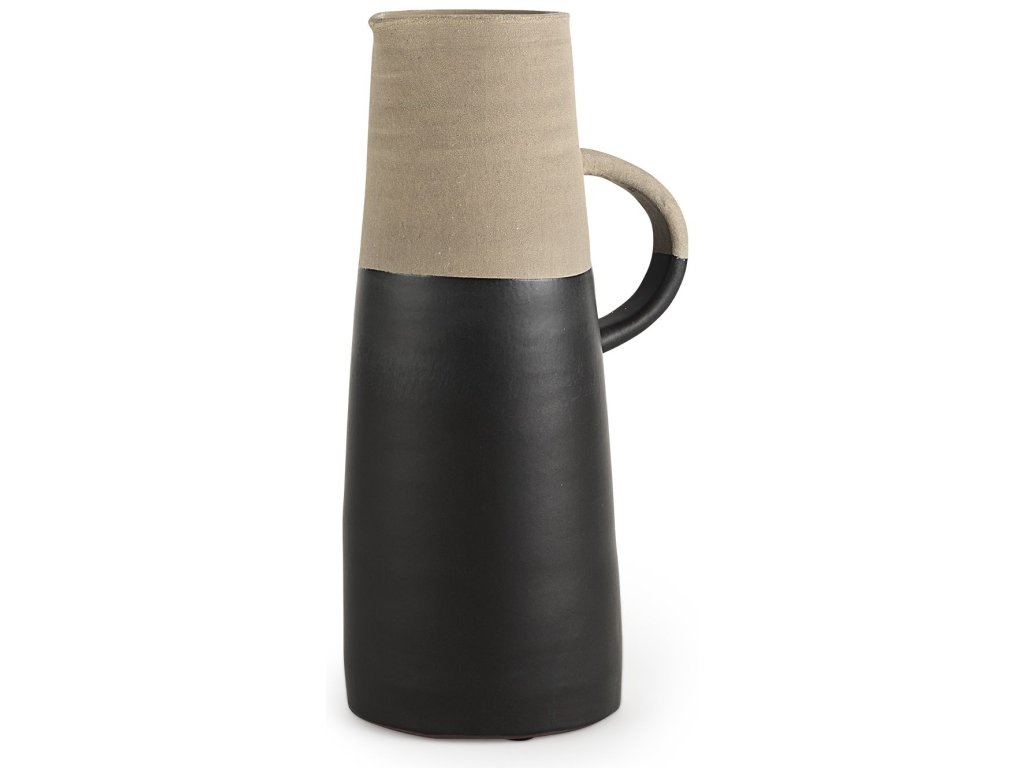 Medium 15H Two-Toned Black/Natural Ceramic Jug