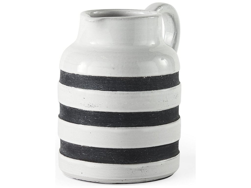 I Small White w/ Charcoal Stripes Ceramic Jug