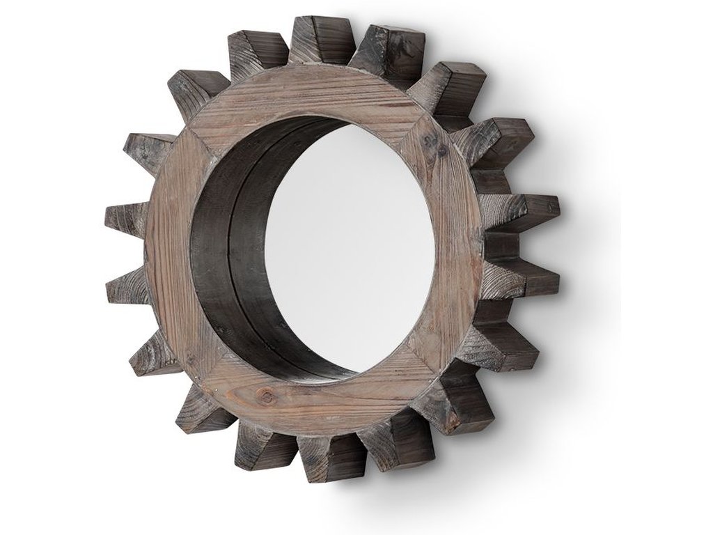 Mirror 17" Round Brown Wood Frame Mirror