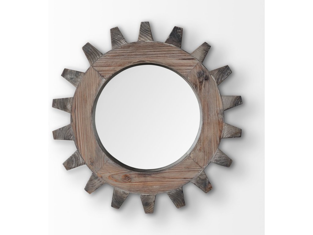 Mirror 17" Round Brown Wood Frame Mirror - Alternative View