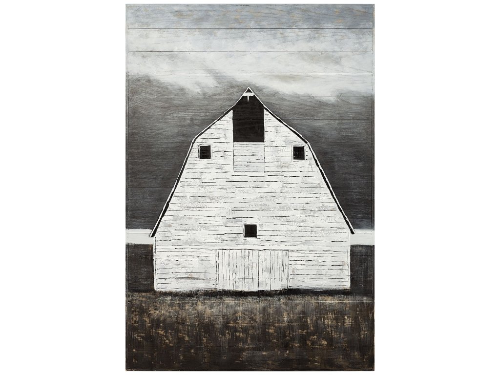 Creek 42X62 Farmhouse White Barn Original Hand Painted On Wood Oil Painting