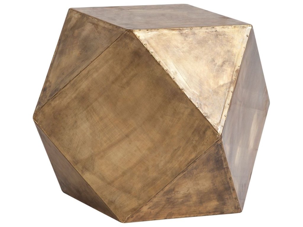 26" x 18.5" Hexagonal Brass Plated Hexagonal End/Side Table