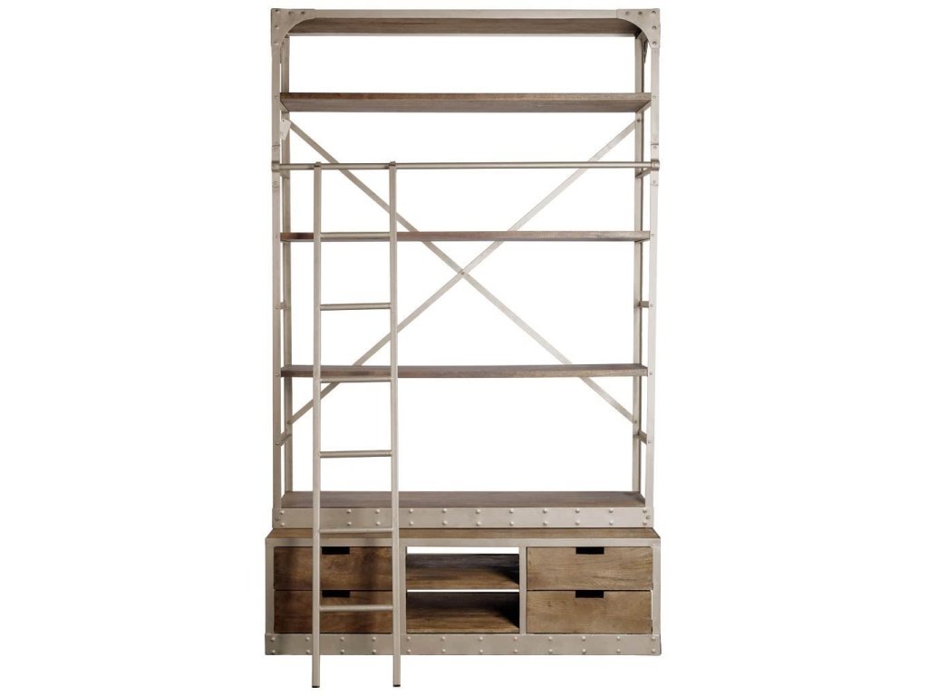 VI 57L x 20.5W x 94H Light Brown Wood Nickle Ladder Four Shelf Shelving Unit