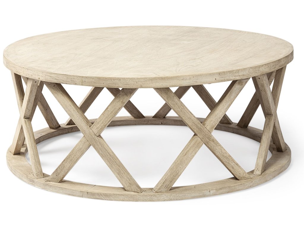 45" Round White Solid Wood Top & Base Coffee Table