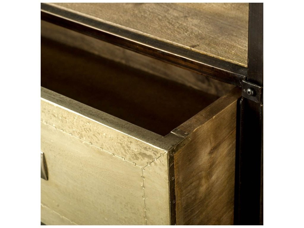 72.5L x 14W x 20H Brass Wood and Metal Tv Stand Media Console With Storage, Tv Up To 83" - Alternative View