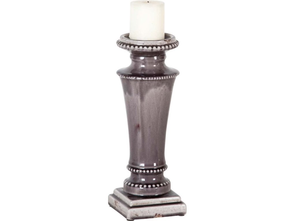 Small Gray Gloss Ceramic Table Candle Holder