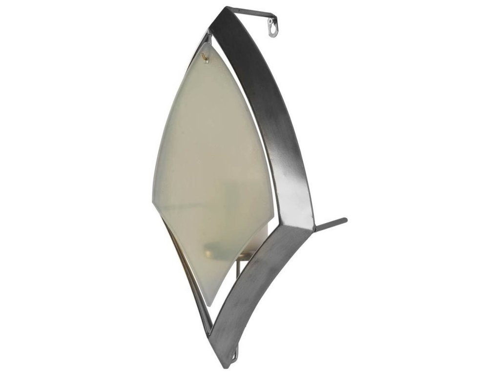 II Silver Metal Frame w/Frosted Glass Shade Wall Candle Holder