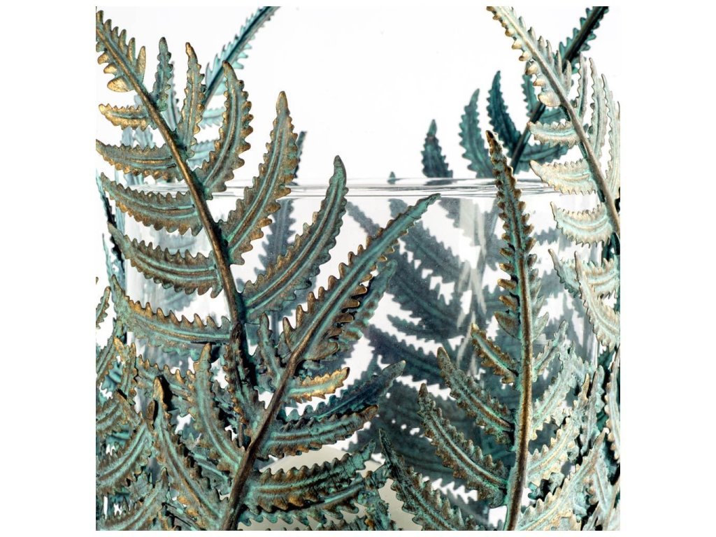 II Large Green/Gold Metal Fern Leaf Table Candle Holder - Alternative View