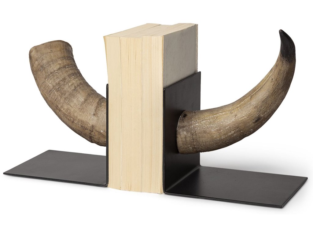 (Set of 2) 6L x 7W Bull Horn Bookends