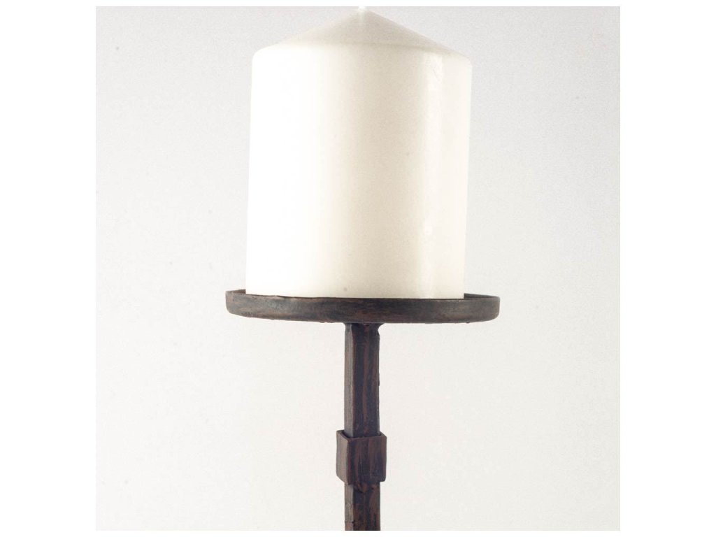 I Short Brown Wood Metal Strap Candle Holder - Alternative View
