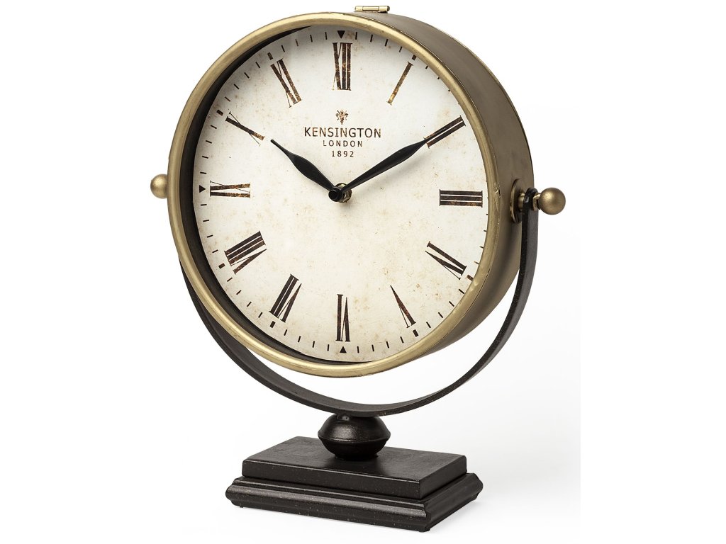 Gold Metal Half Moon Base Table Clock