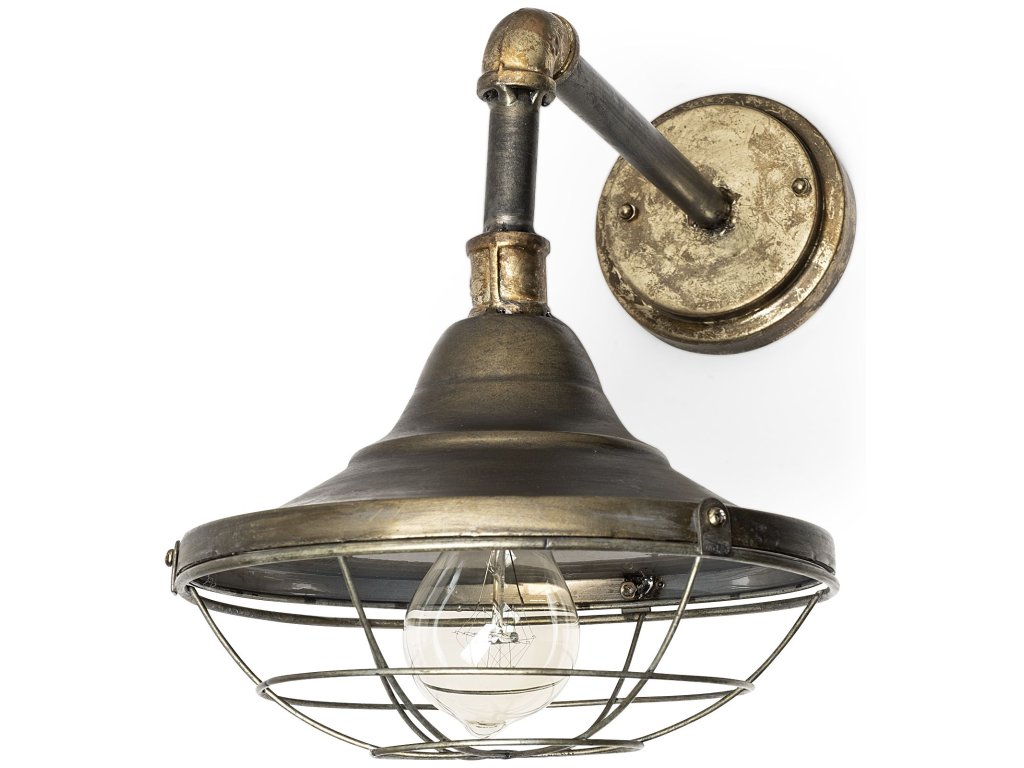 8.8X18 Bronze Metal Conical Shade Caged Wall Sconce