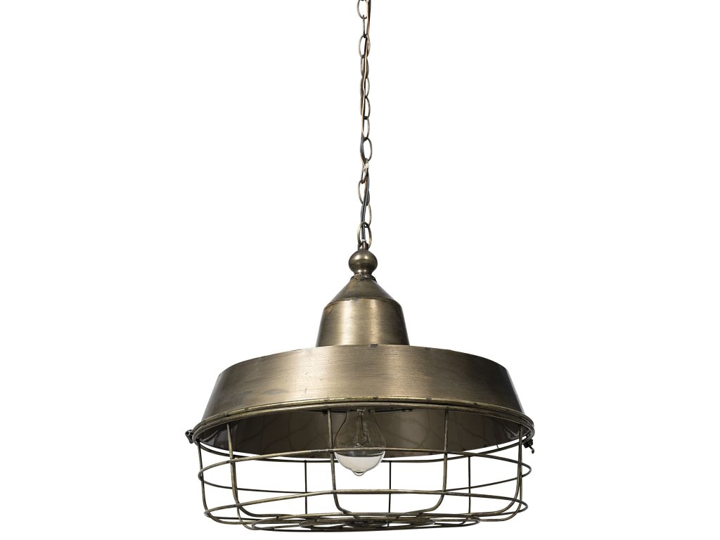 14X 14.5 Gold Toned Metal Cage Pendant Light