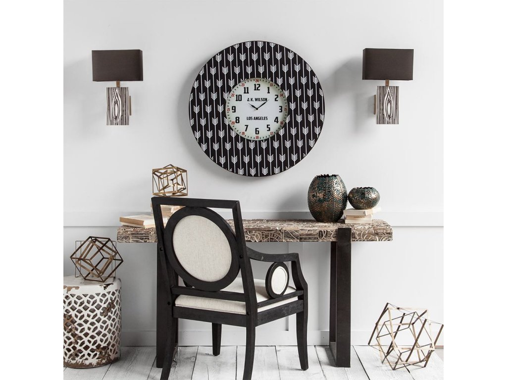 III 11X17 Black/White Pattered Base Black Fabric Shade Wall Sconce - Alternative View