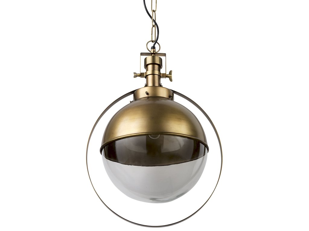 I 15X20 Gold Toned Metal Spherical Pendant Light