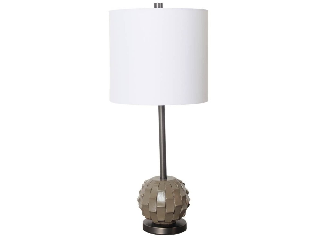 I 25" Brown Resin Base White Shade Table Lamp