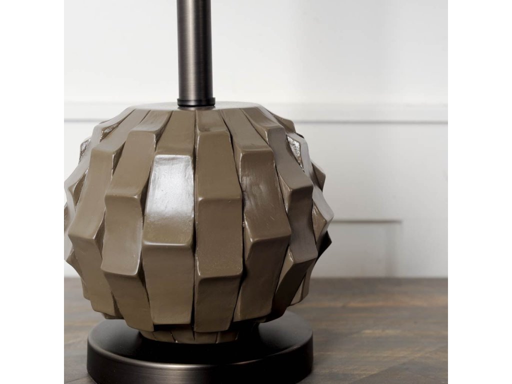 I 25" Brown Resin Base White Shade Table Lamp
