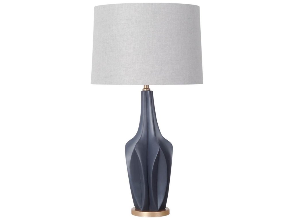 III 30" Gray-Blue Resin Base w/ Gray Fabric Shade Table Lamp