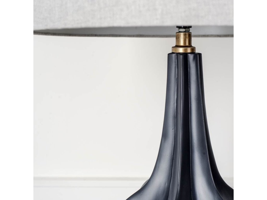 III 30" Gray-Blue Resin Base w/ Gray Fabric Shade Table Lamp