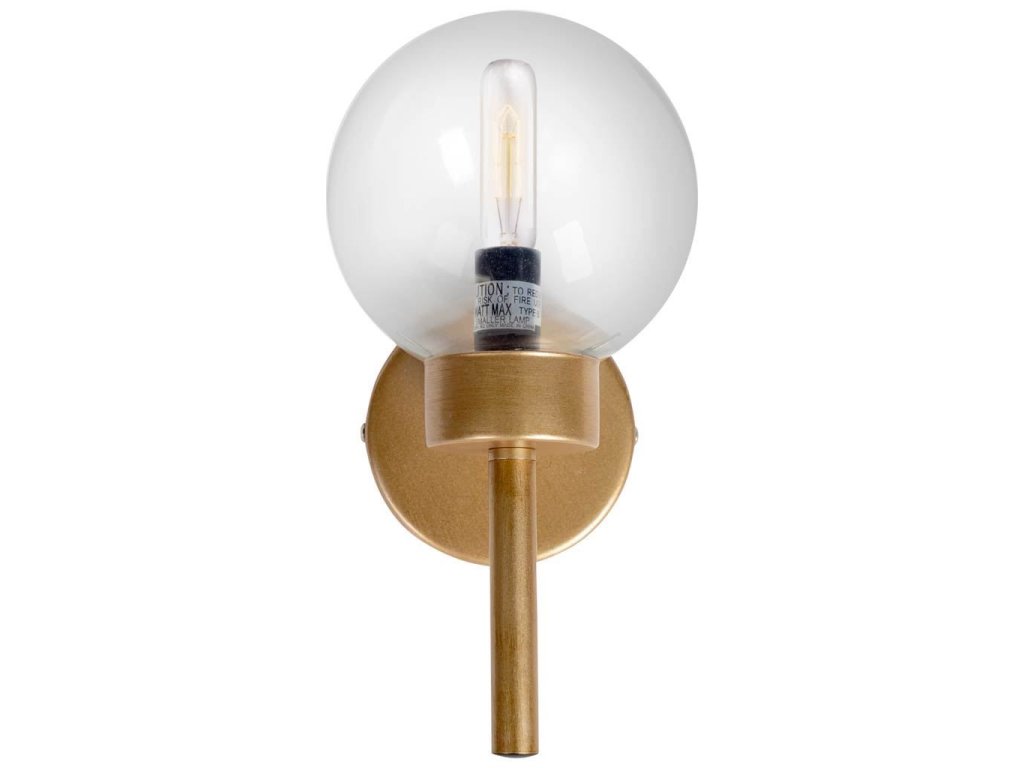 I 6X12 Gold Toned Glass Globe Wall Sconce
