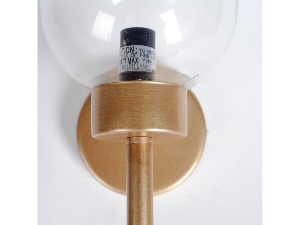 I 6X12 Gold Toned Glass Globe Wall Sconce - Alternative View