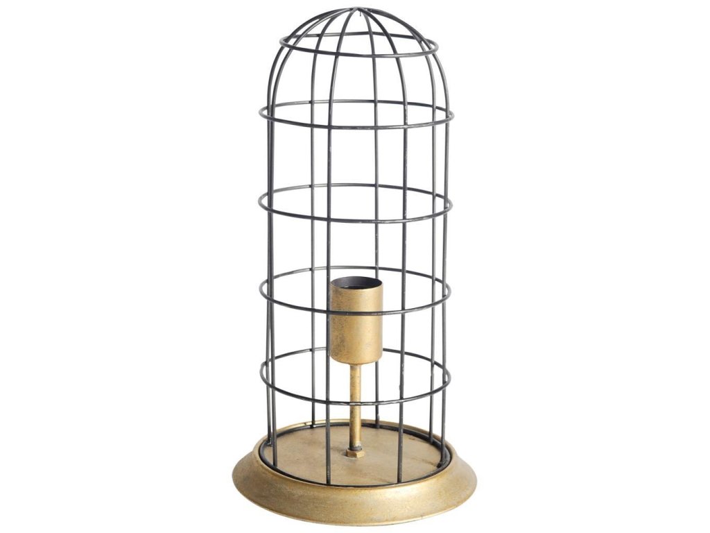 I (38"H) Gun-Metal Grey Cylindrical Metal Cage Table Lamp